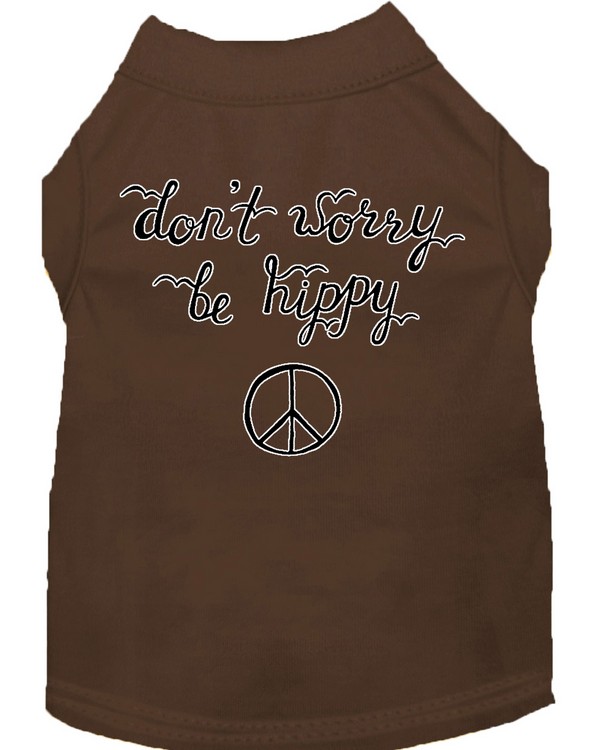 Be Hippy Screen Print Dog Shirt Brown Sm